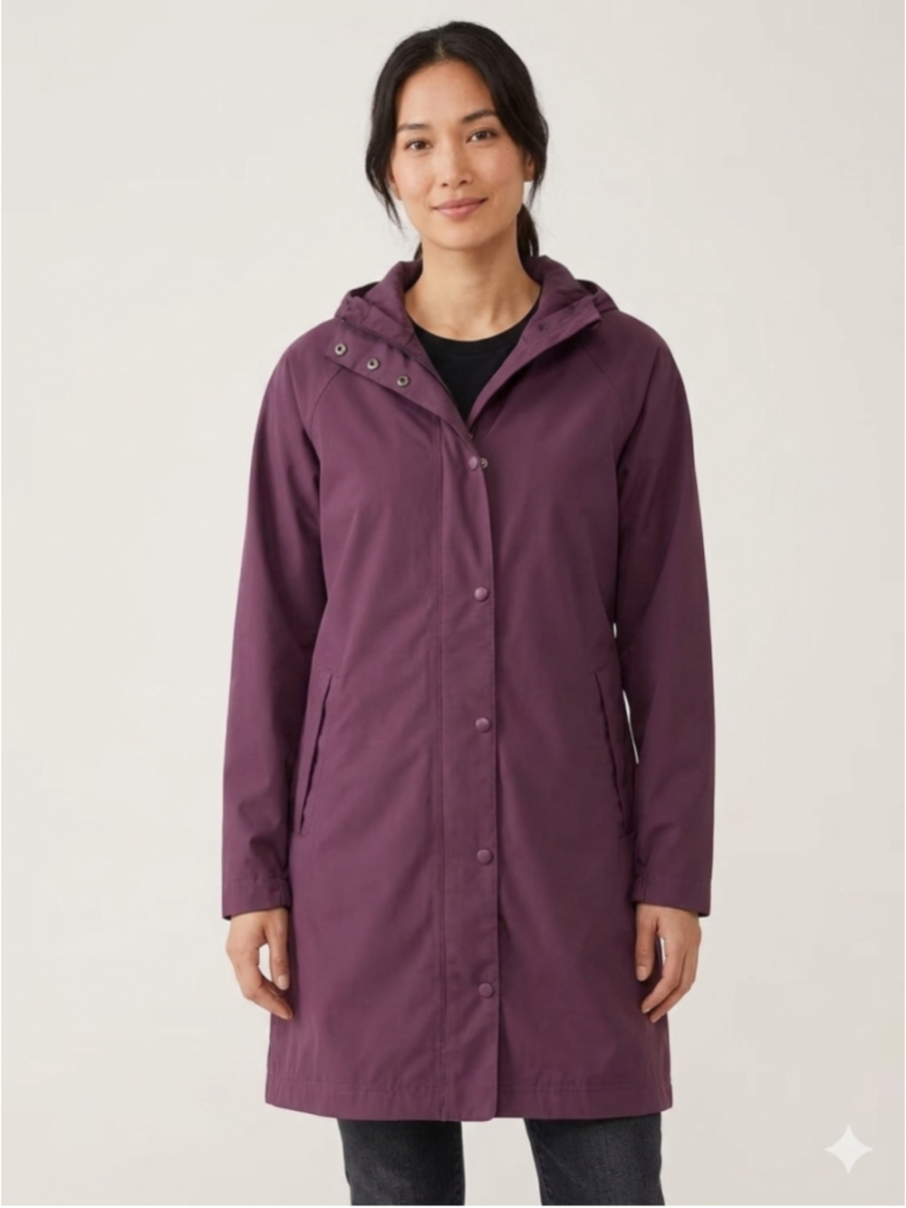 LL Bean woman’s 3-in-1 Mountain Classic Long Rain Jacket Plum Size S